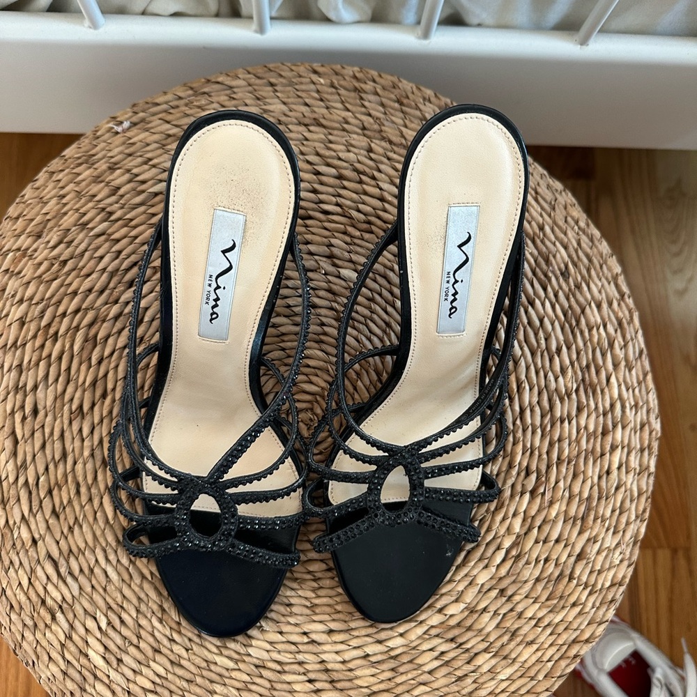 Nina Women's Black Strappy Heels